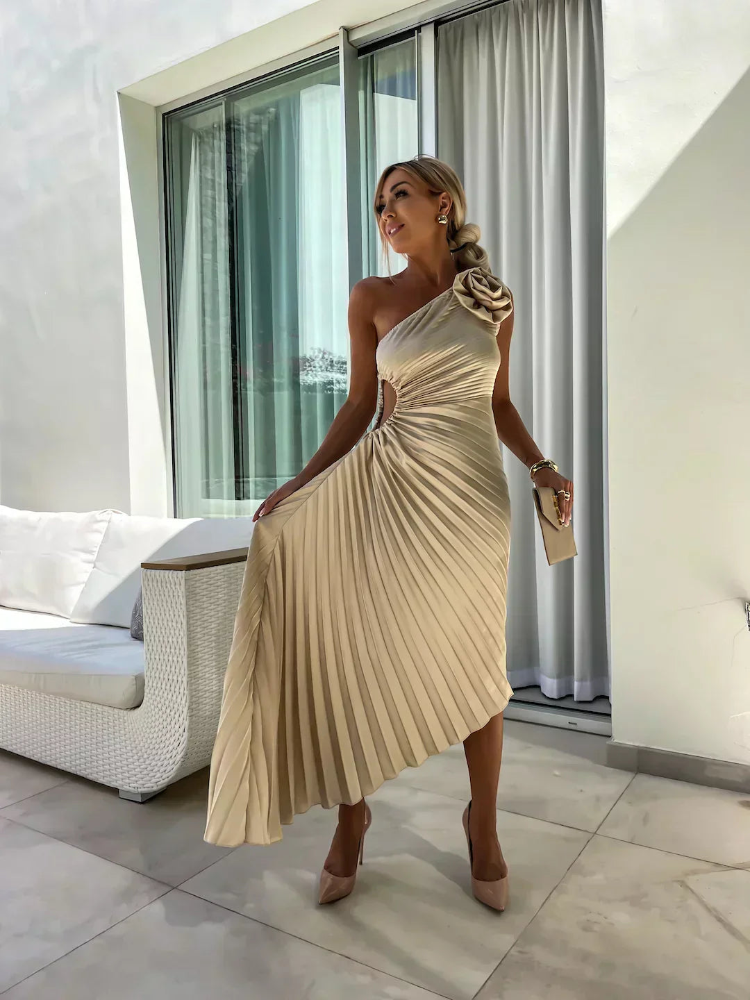 Women's Floral Wedding Guest Midi Dress