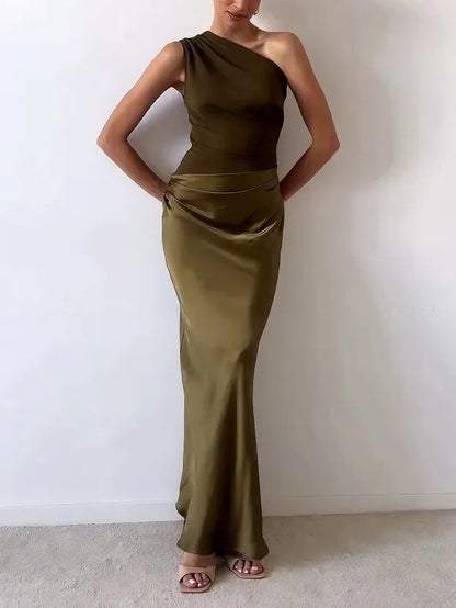 Women's One-Shoulder Party Maxi Dress