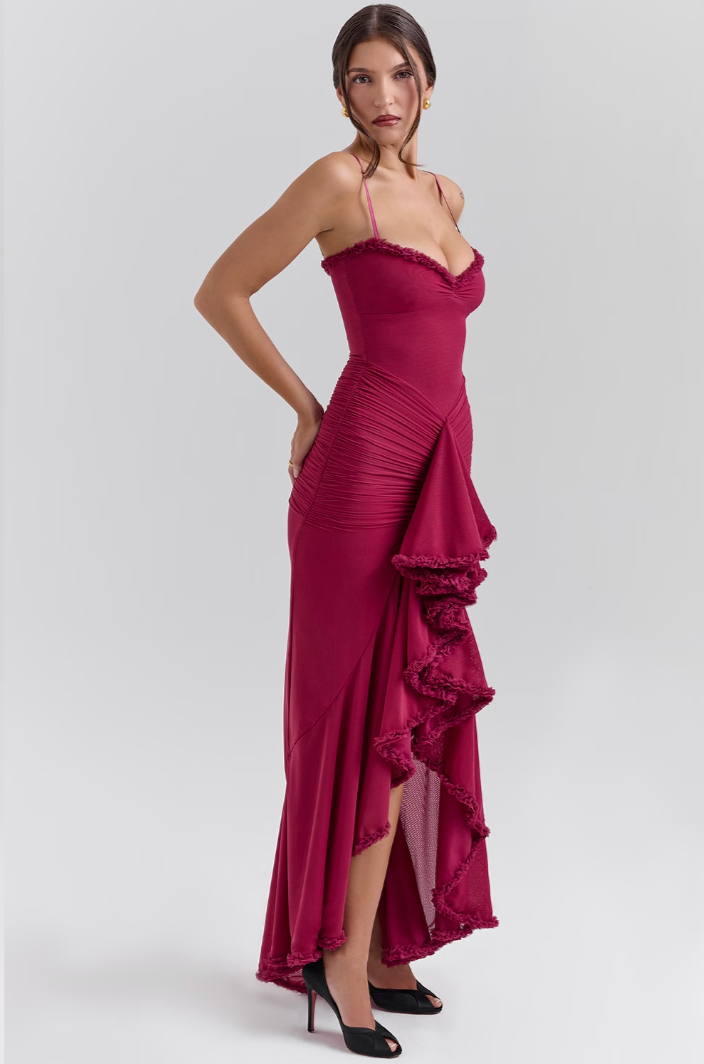 Women's Lace Wedding Guest Maxi Dress