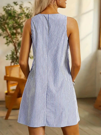 Women's Striped Summer Casual Midi Dress