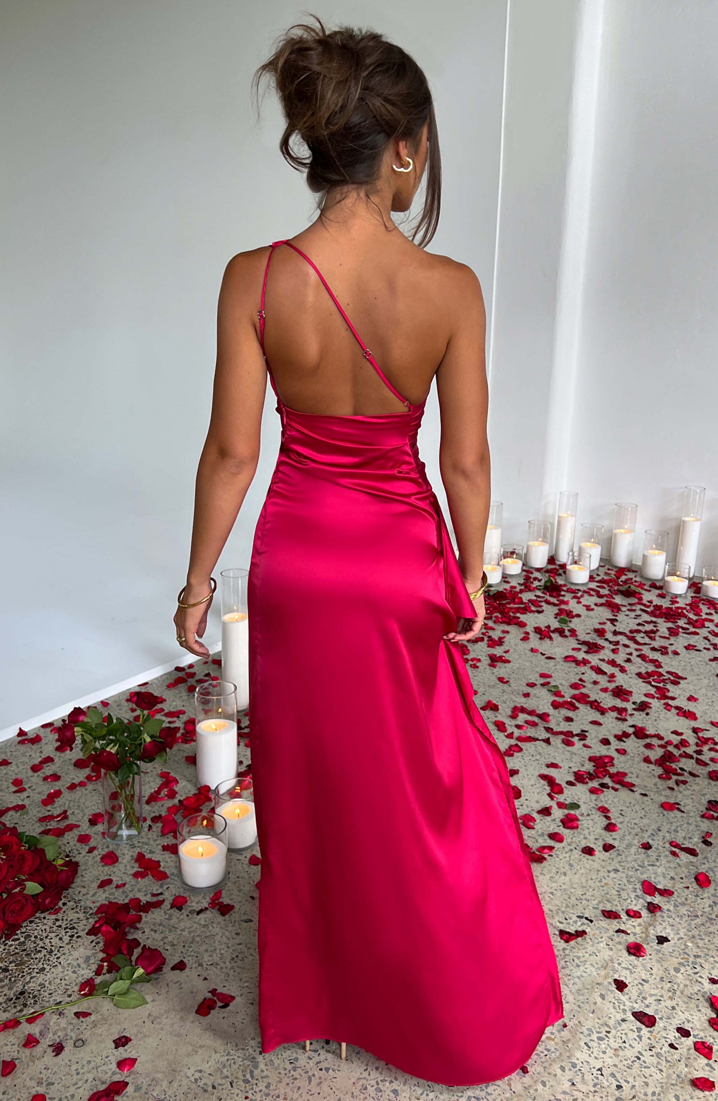 Women's Satin Bodycon Wedding Guest Maxi Dress