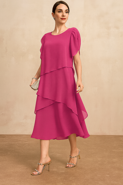 Women's Chiffon Elegant Evening Midi Dress