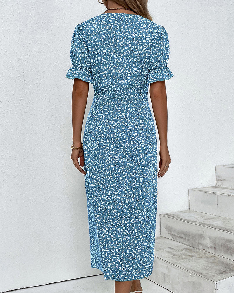 Women's V-Neck Casual Summer Midi Dress