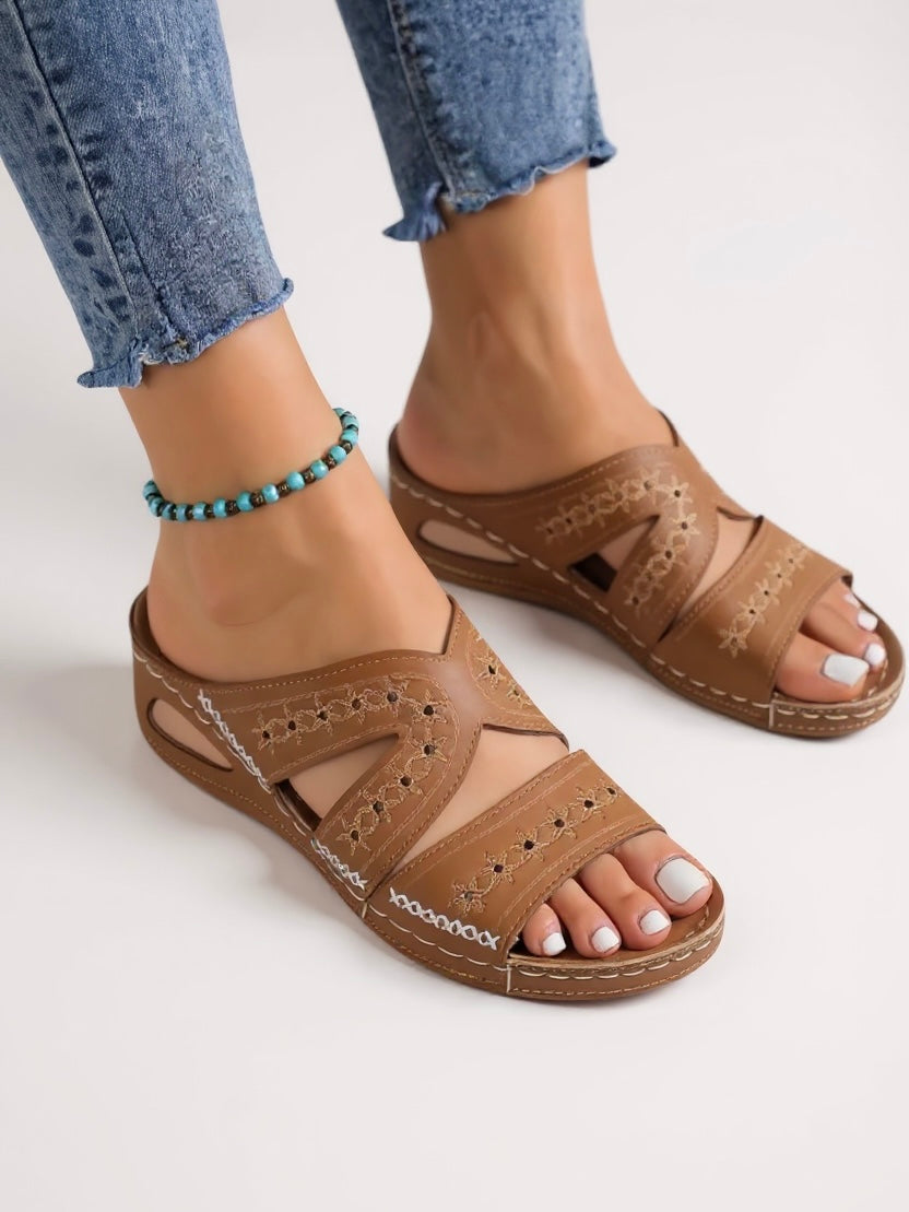 Women's Cushioned Slip-On Flat Sandals