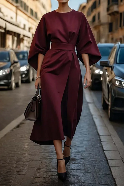 Women's Lantern Sleeve Elegant Midi Dress