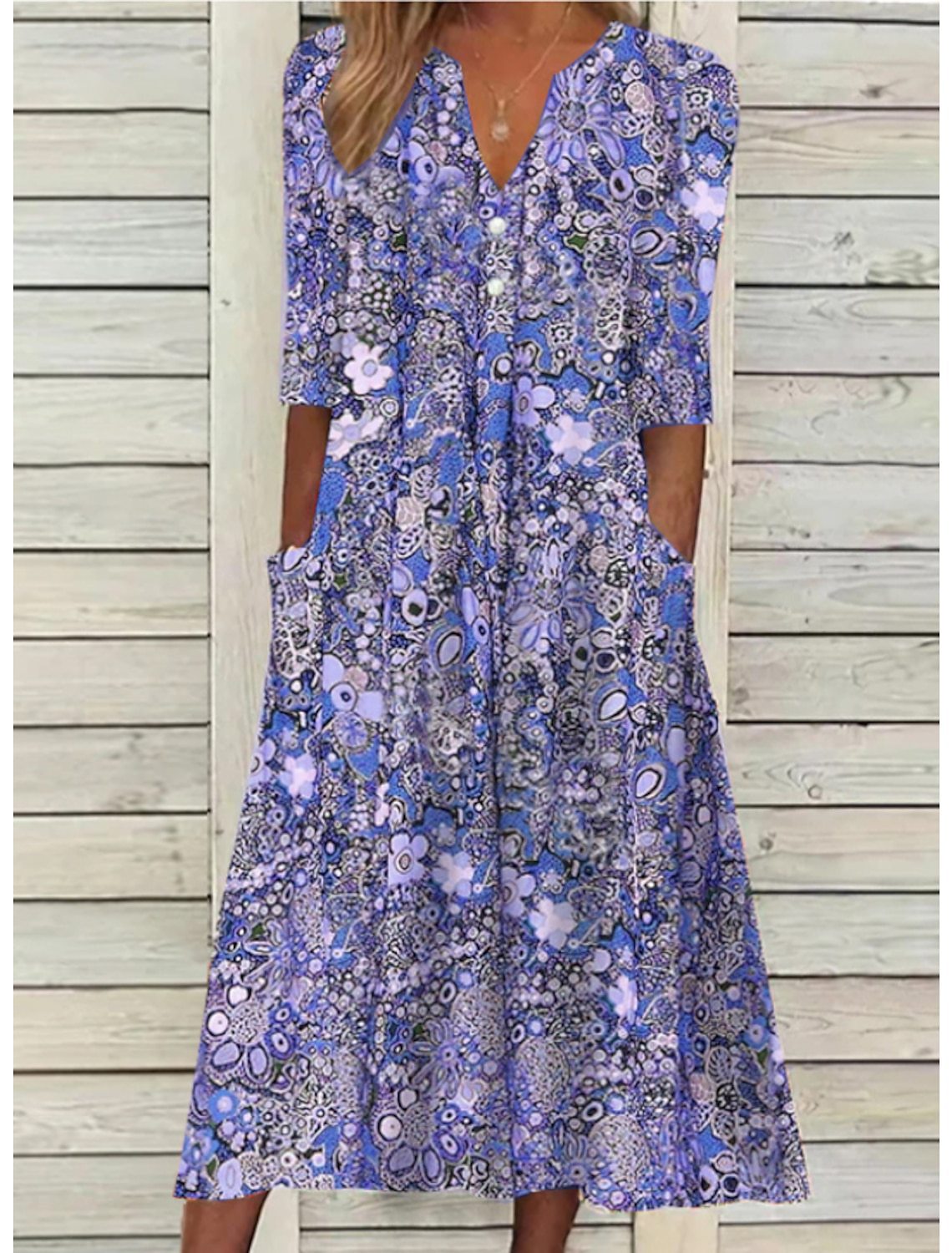 Women's V-Neck Summer Midi Dress