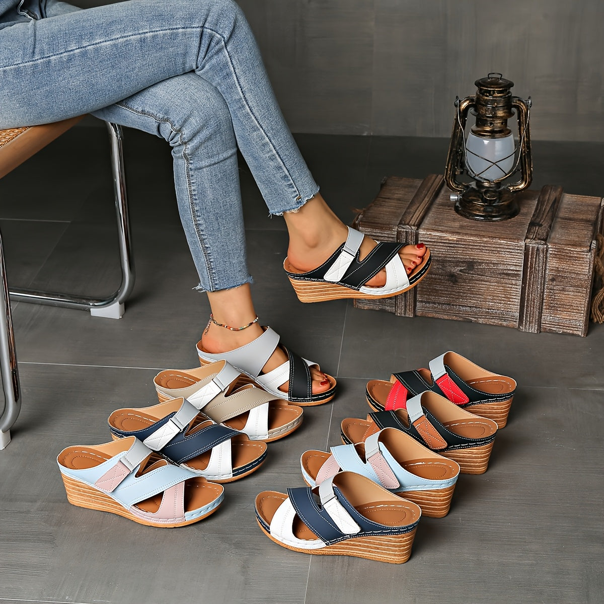 Women's Platform Wedge Slide Sandals