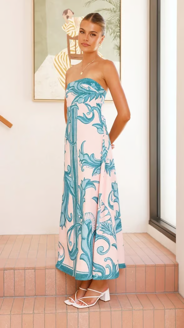 Women's Printed Wedding Guest Maxi Dress