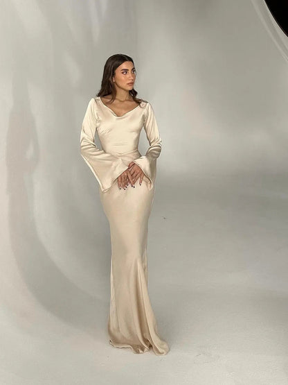 Women's Satin Formal Evening Maxi Dress