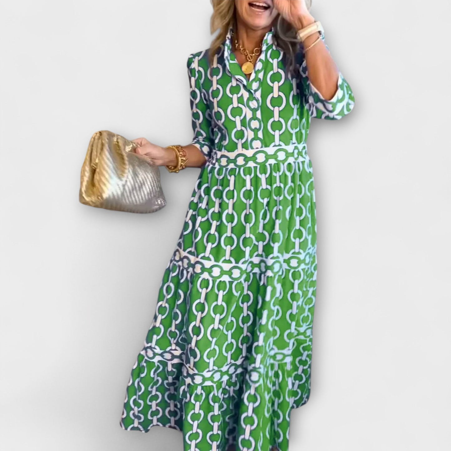Women's Chain Pattern Day-to-Dinner Midi Dress