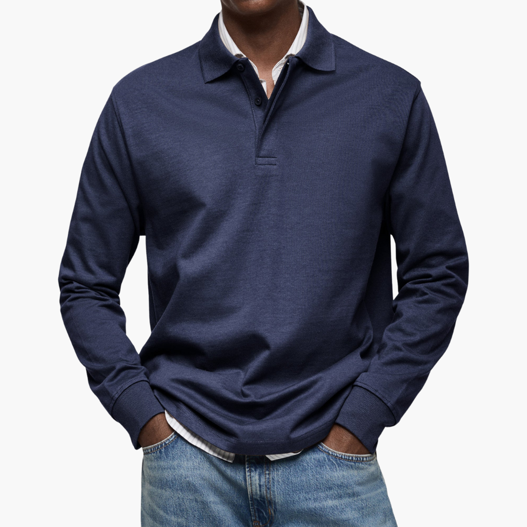 Liam Elegant Men's Long Sleeve Casual Polo Shirt