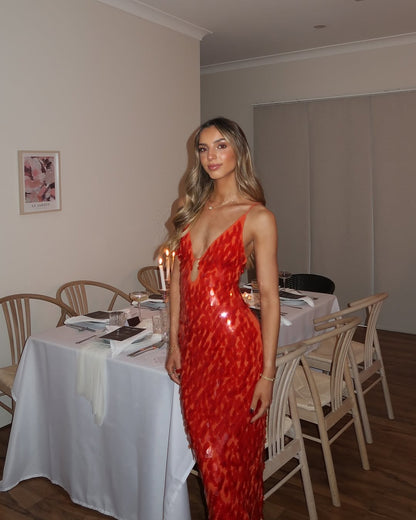 Women's Sequin Evening Maxi Dress