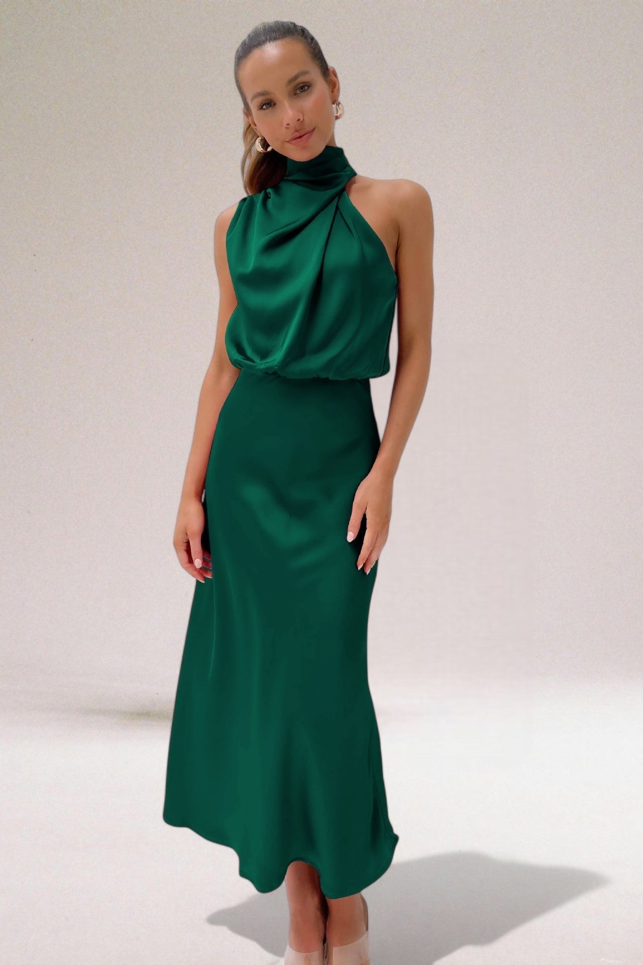 Women's Halter Neck Evening Midi Dress