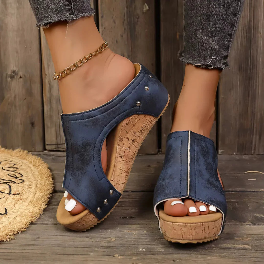 Women's Studded Cork Wedge Sandals