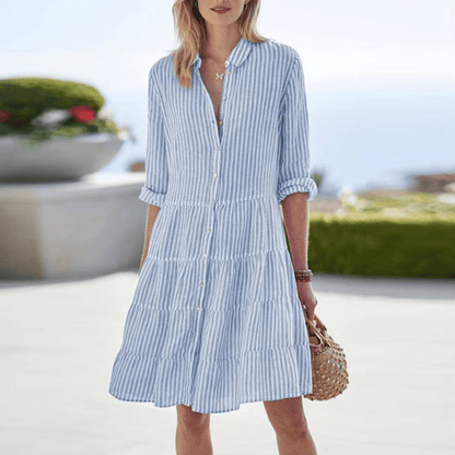 Women's Striped A-Line Summer Midi Dress