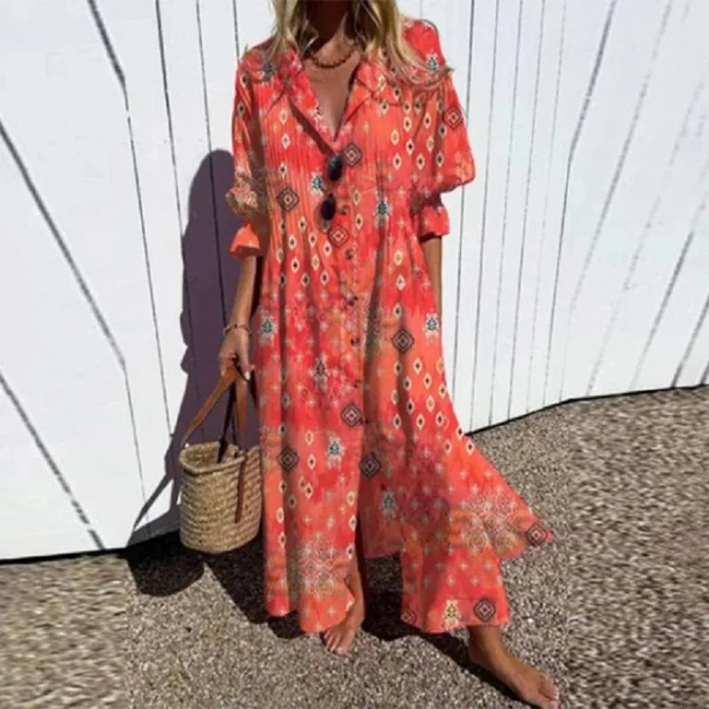 Women's Boho Flowy Vacation Maxi Dress