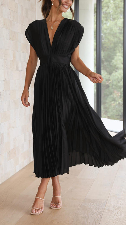 Women's Pleated Formal Evening Maxi Dress
