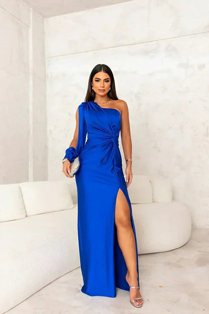 Women's One-Shoulder Evening Maxi Dress