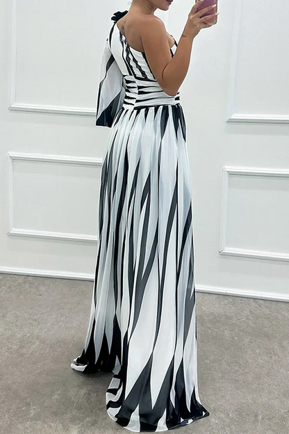 Women's Striped Wedding Guest Maxi Dress