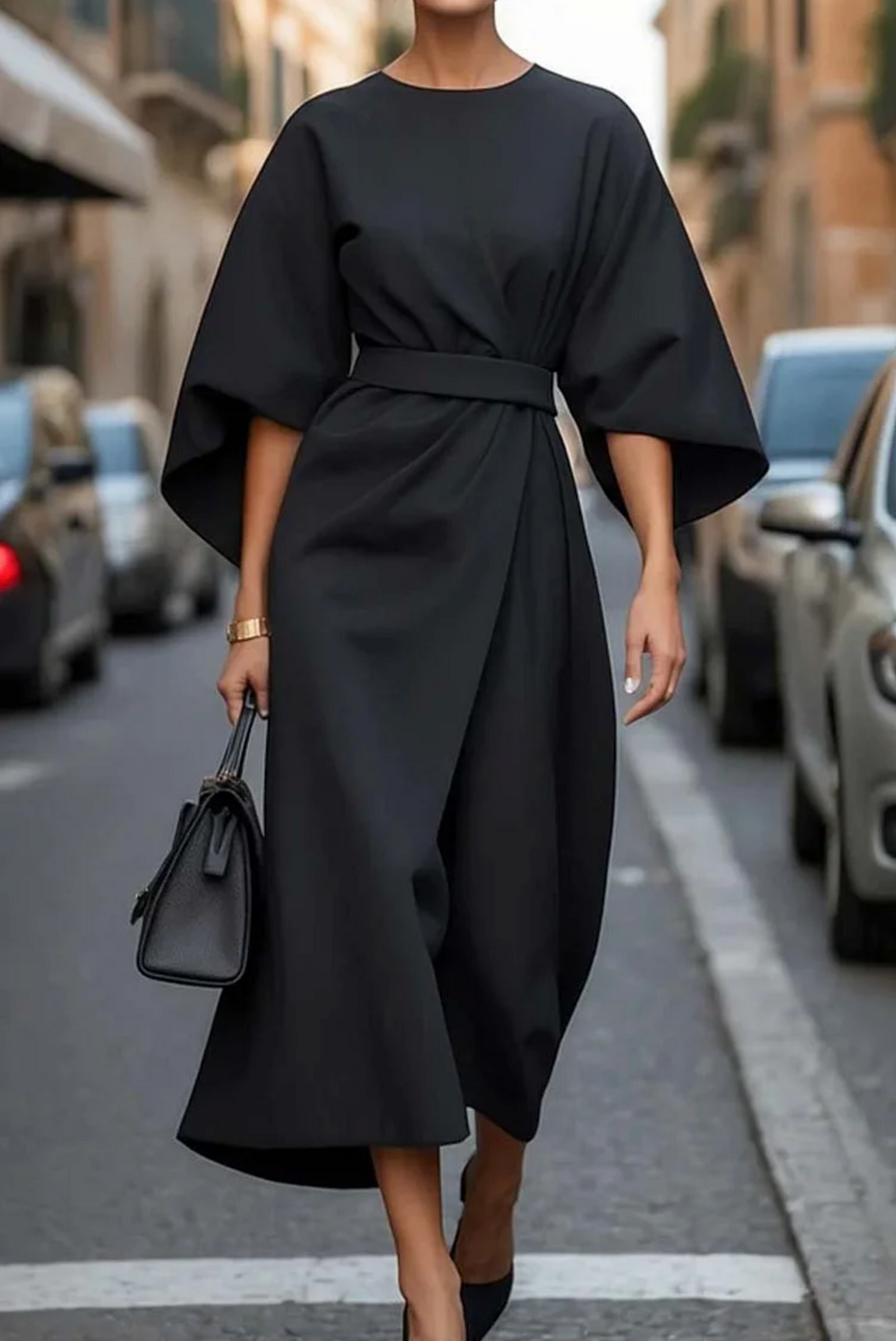 Women's Lantern Sleeve Elegant Midi Dress