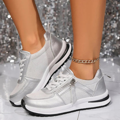 Women's Platform Lace-Up Zip Sneakers