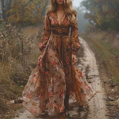 Women's Bohemian Floral Maxi Dress
