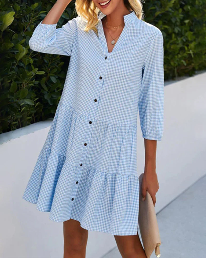 Women's Check Print Summer Maxi Dress