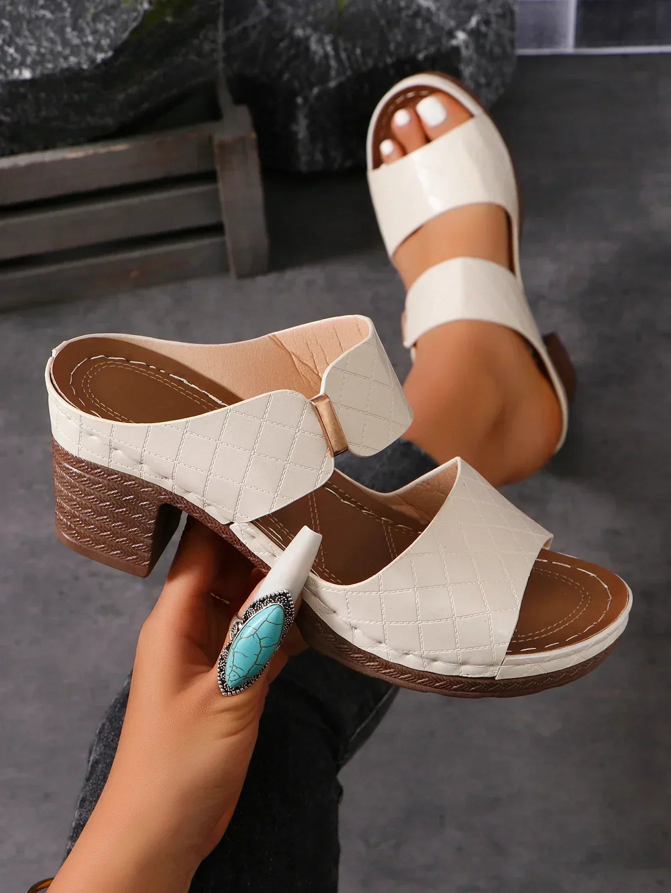 Women's Arch Support Block Heel Flat Sandals
