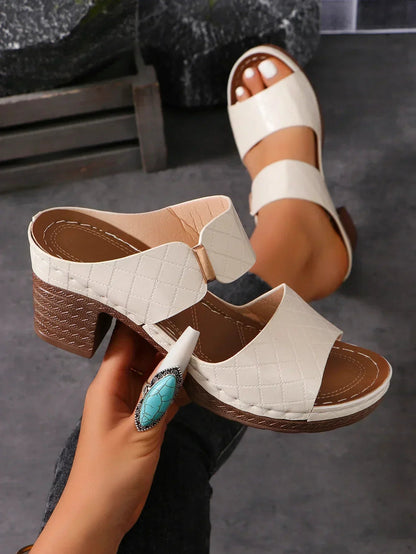 Women's Arch Support Block Heel Flat Sandals