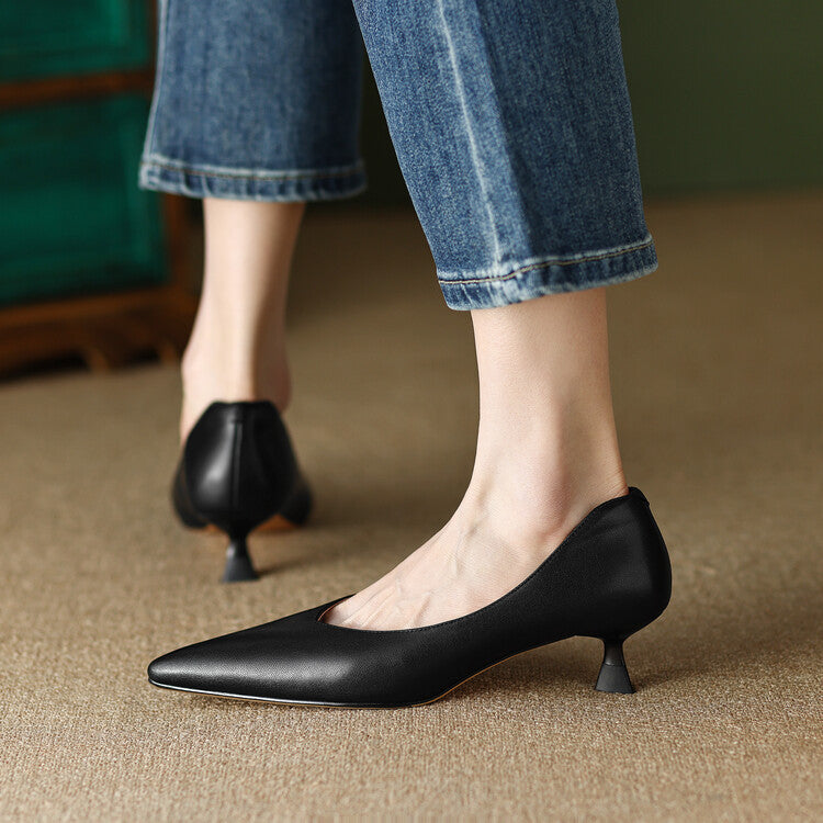 Women's Kitten Heel Pointed Toe Pumps