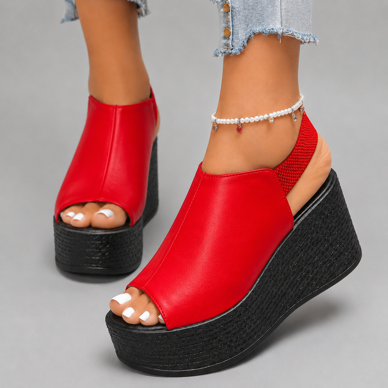 Avessa Leather Wedge Platform Sandals