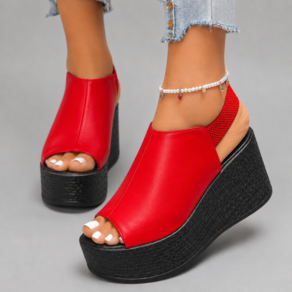 Avessa Leather Wedge Platform Sandals