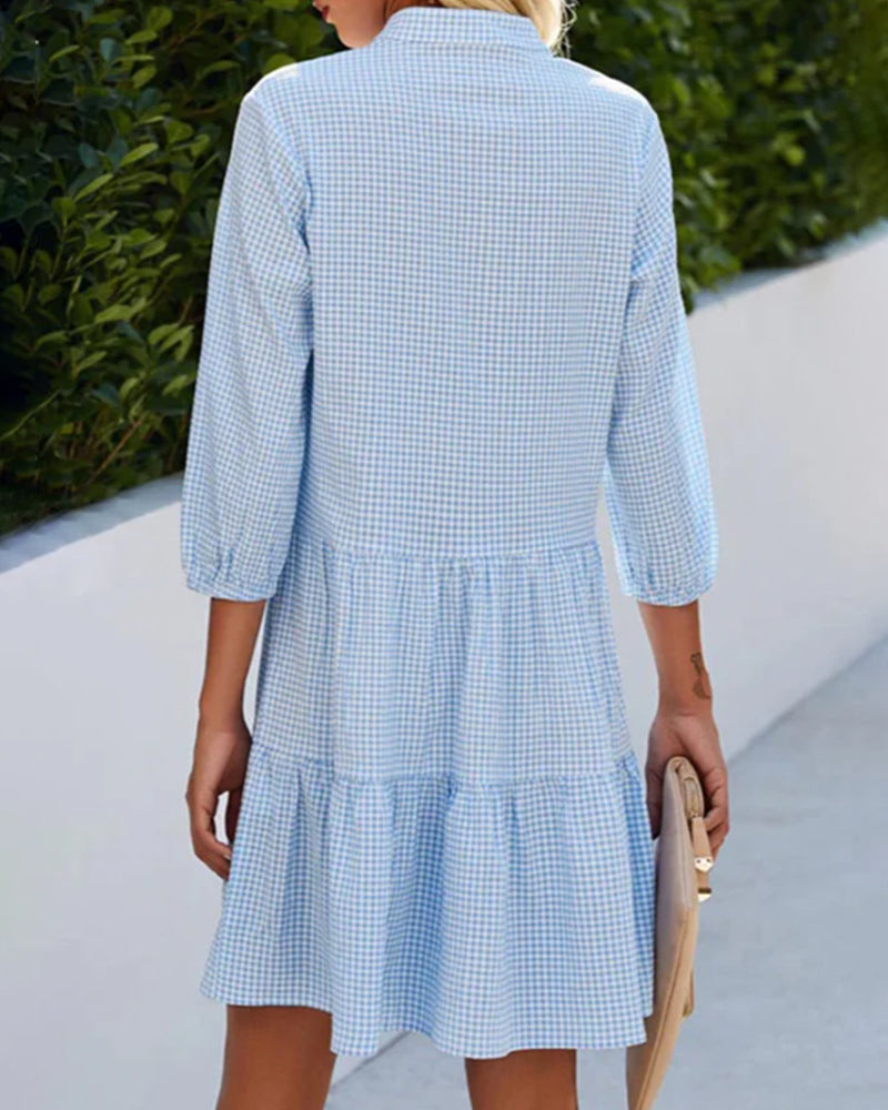 Women's Check Print Summer Maxi Dress