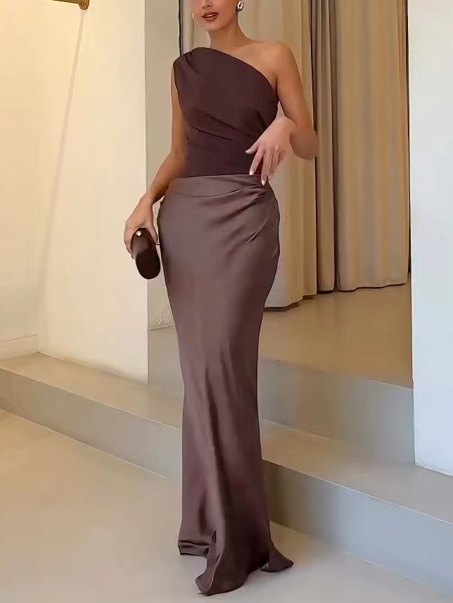 Women's One-Shoulder Party Maxi Dress