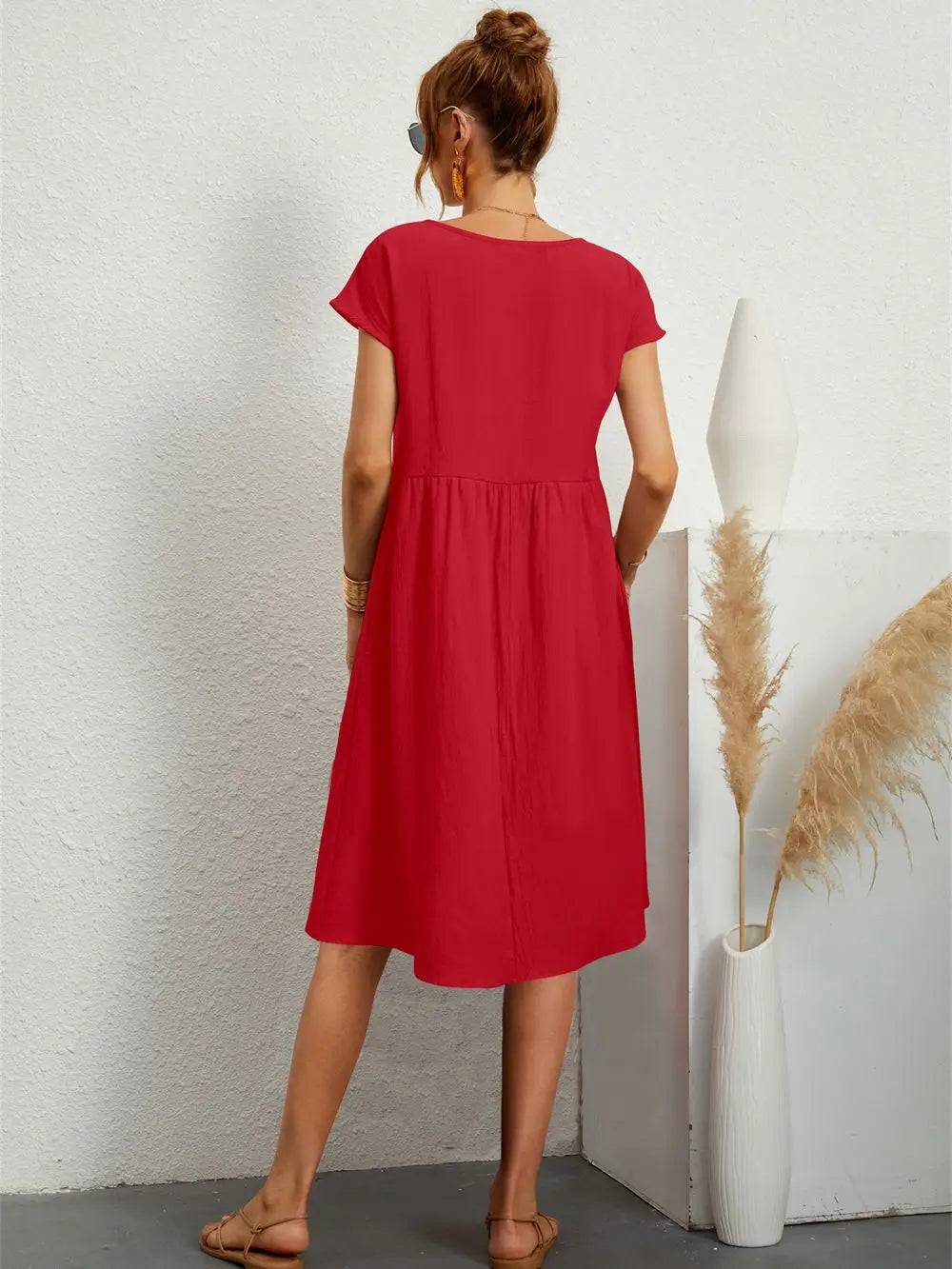 Women's Pocket Casual Day Midi Dress