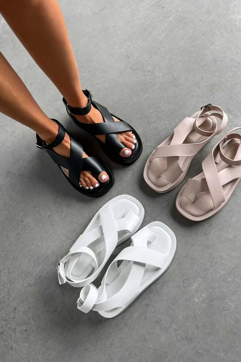 Women's Platform Flat Buckle Sandals