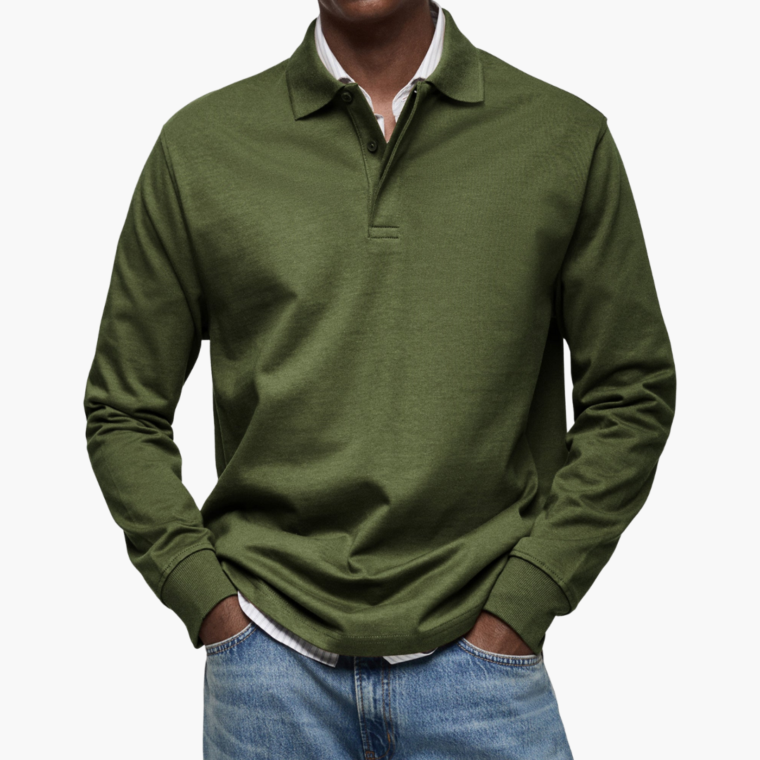 Liam Elegant Men's Long Sleeve Casual Polo Shirt