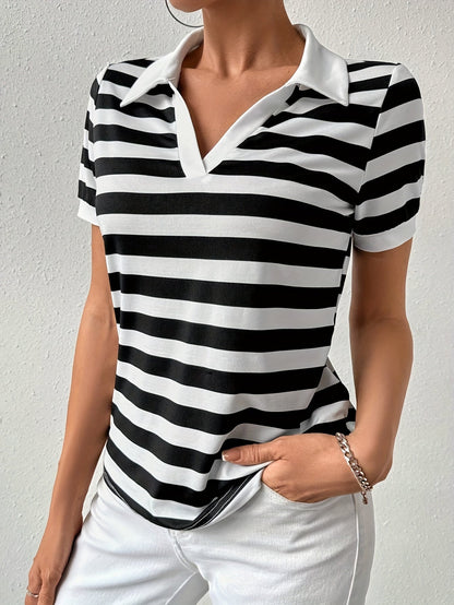 Women's Striped Short-Sleeve Casual Shirt
