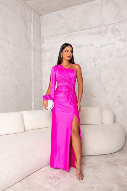 Women's One-Shoulder Evening Maxi Dress